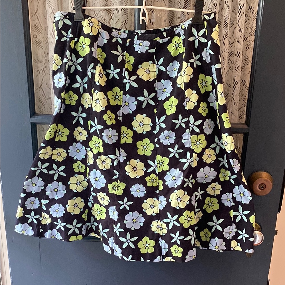 Vintage Sigrid Olsen Floral Black Skirt size 6